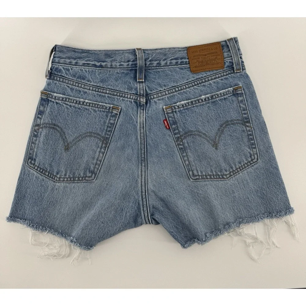 Levi's Wedgie Women's High Rise Cut Off Blue Denim Shorts Button Fly Size 26W